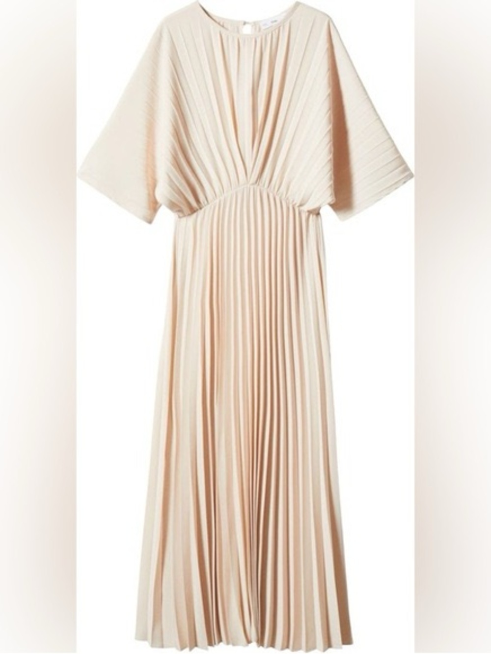 MANGO | Pleated Cream Maxi Dress - Elegant Women's Dress